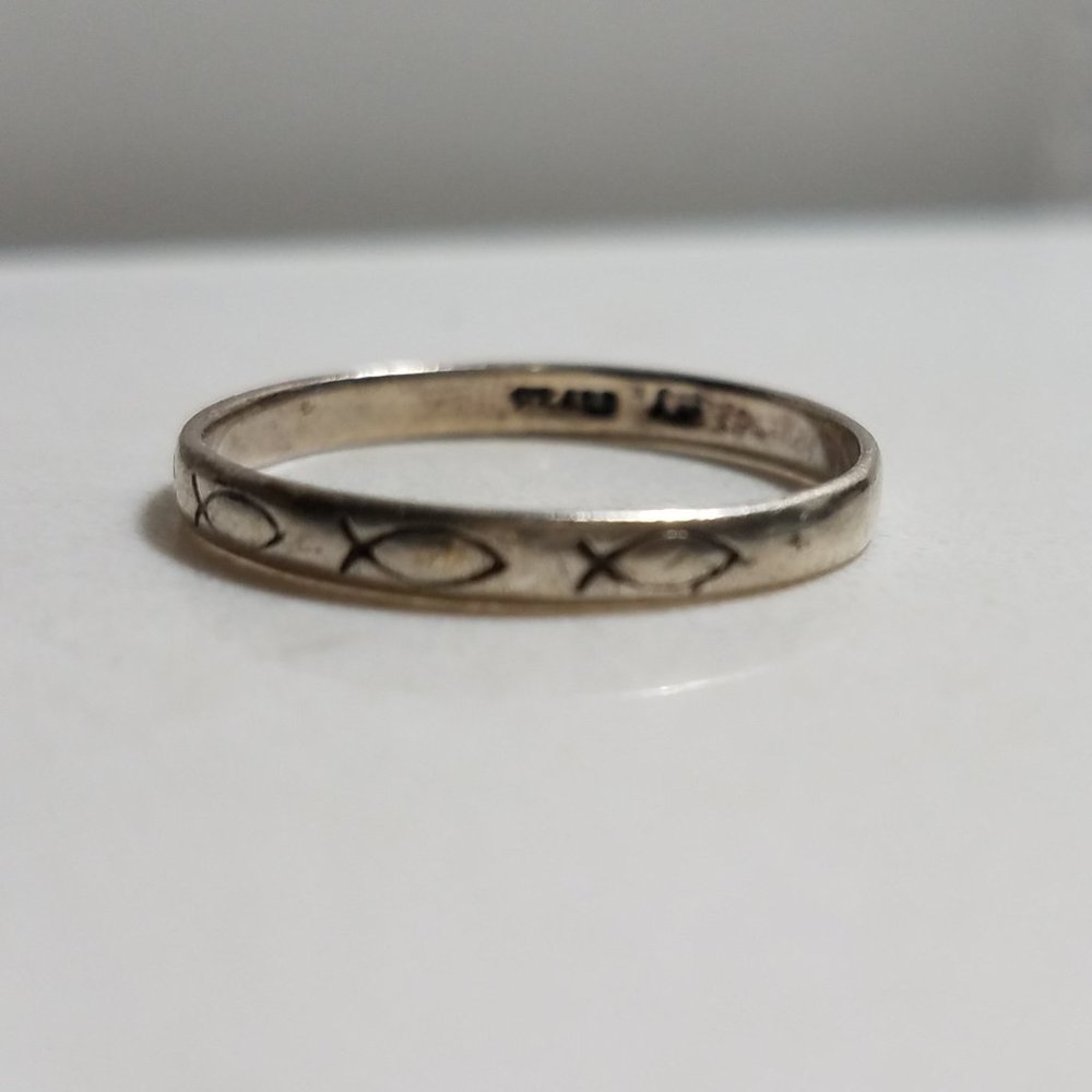 Men or Unisex Ichthus Christ Fish Vintage Wedding SIZE 9